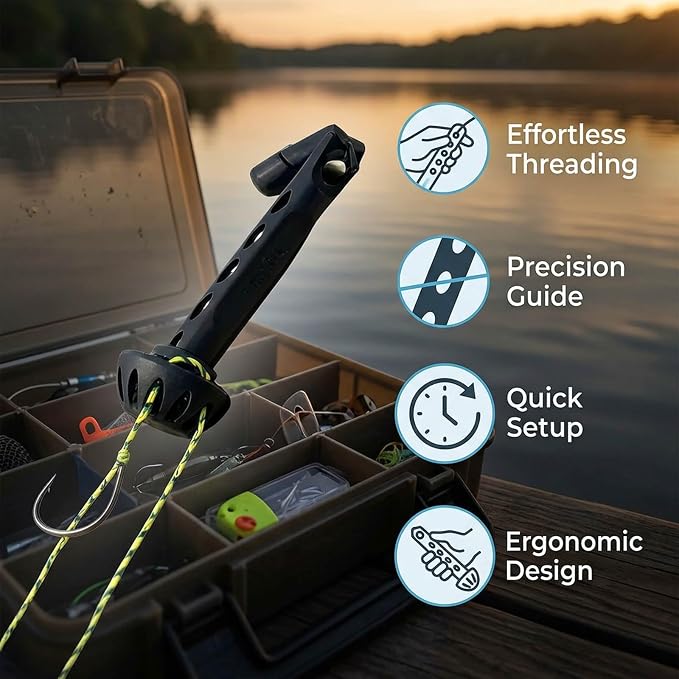 Magnetic Fly Threader, Magnetic Fly Threader & Knot Tying Tool, Fly Fishing Accessories with Strong Magnets for Easy Line Threading, Two-Pack Black Tools for Fishing Lovers and Starters