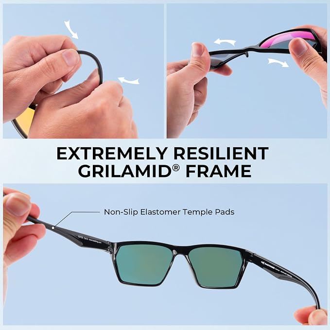 KastKing Beartrap Polarized Sports Fishing Sunglasses, With PuriVex Protective Lens Coating, Square Frame Design, Men Women