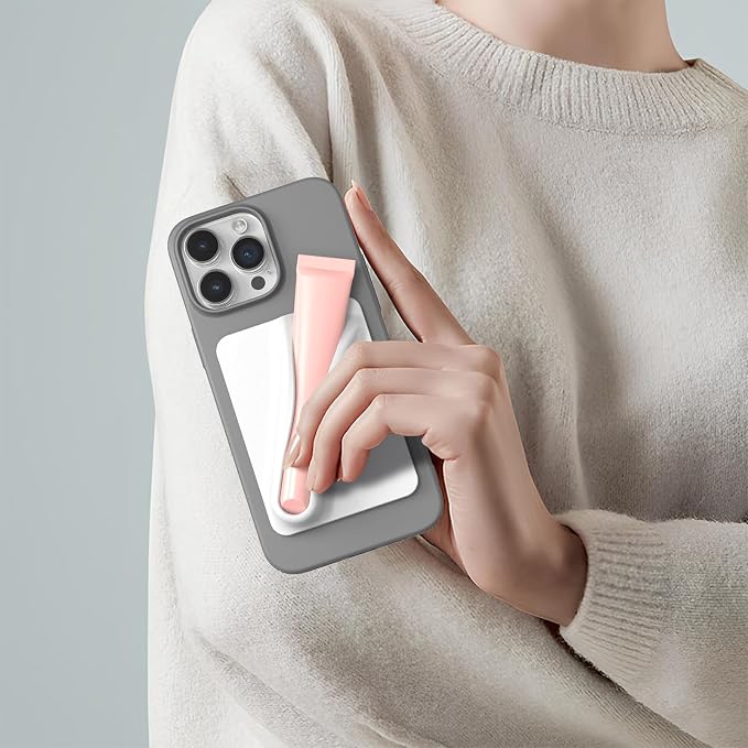 DOB SECHS Silicone Lip Holder for Cell Phone Lipstick Lip Glaze Phone Case Adhesive Back Stick On Holder for iPhone and Android Phones, Grey