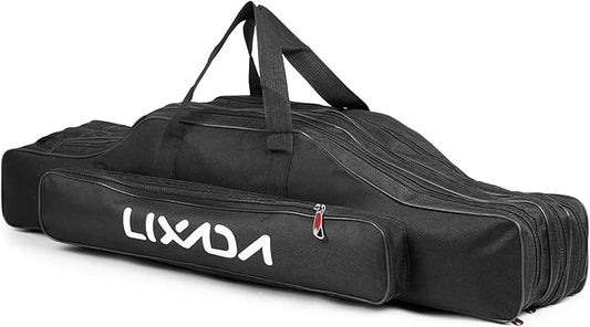 Lixada Fishing Rod Case - 3 Layers Oxford Bag, Portable Folding Carrier for Rods and Reels, Tackle Storage Travel Bag, 90cm/120cm/150cm Optional