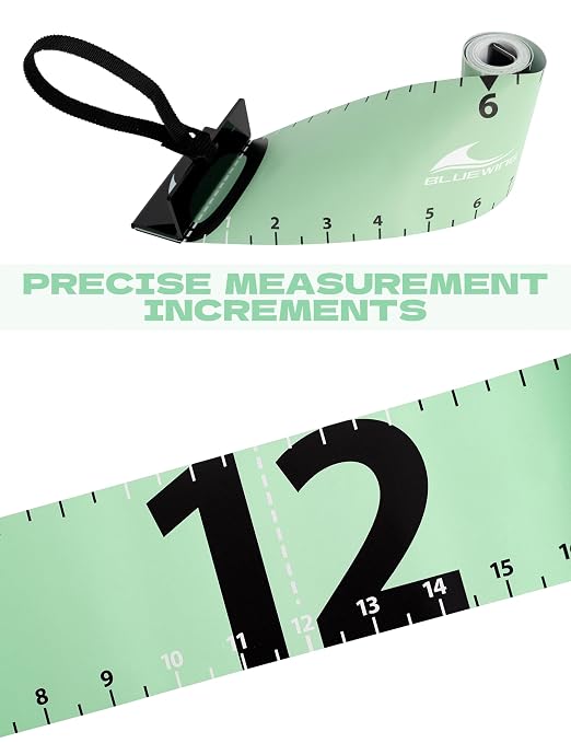 BLUEWING 60"" Fishing Ruler Portable Roll Up Fishing Ruler Folding Fish Measuring Tape with Bump Board Waterproof Fishing Measurement Tool, Green - 60in