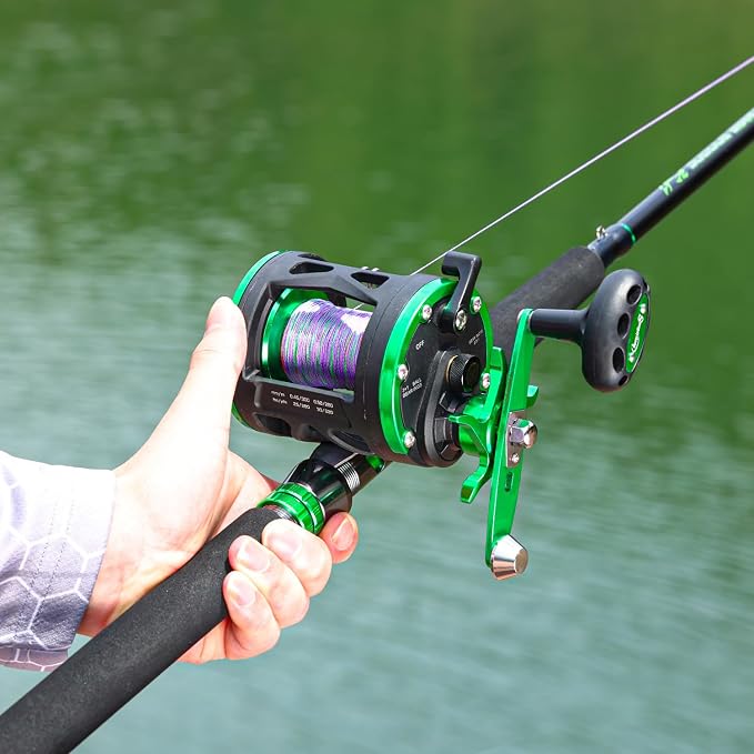 Sougayilang Catfish Rod and Reel Combo, 2-Piece MH Conventional Reel Fishing Combo, 25 lb Carbon Drag for Large Flathead and Blue Catfish, Saltwater-Ready for Salmon and Steelhead Bottom Fishing