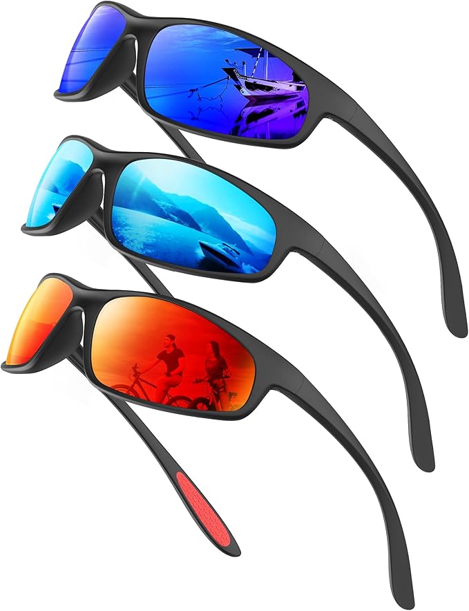 KALIYADI Mens-Sunglasses Polarized Sunglasses-Men Sports: Sport Sun Glasses for Running Cycling Fishing with UV Protection