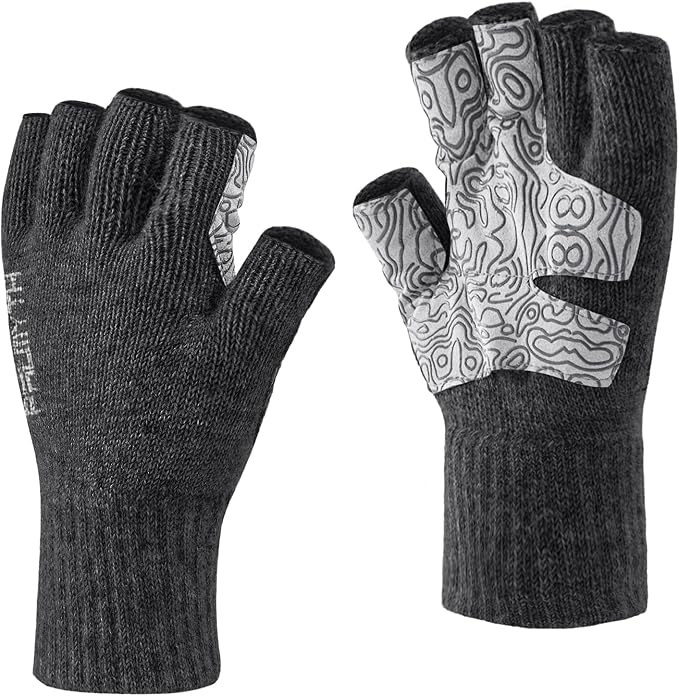 Palmyth Wool Fingerless Fishing Gloves - Warm for Men & Women: Cold Weather Fly Fishing, Ice Fishing, Photography & Hunting