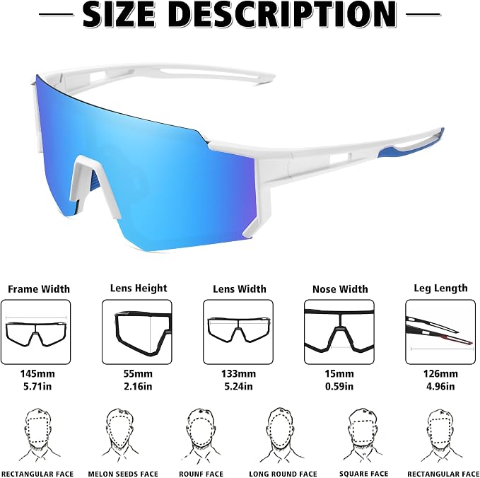 STORYCOAST Polarized Sports Sunglasses for Men Women,Driving Fishing Cycling Mountain Bike Sunglasses UV400 Protection