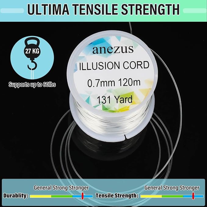 Anezus Fishing Wire for Hanging, Clear Fishing Line Invisible String Strong Monofilament Line for Hanging Decorations and Crafts