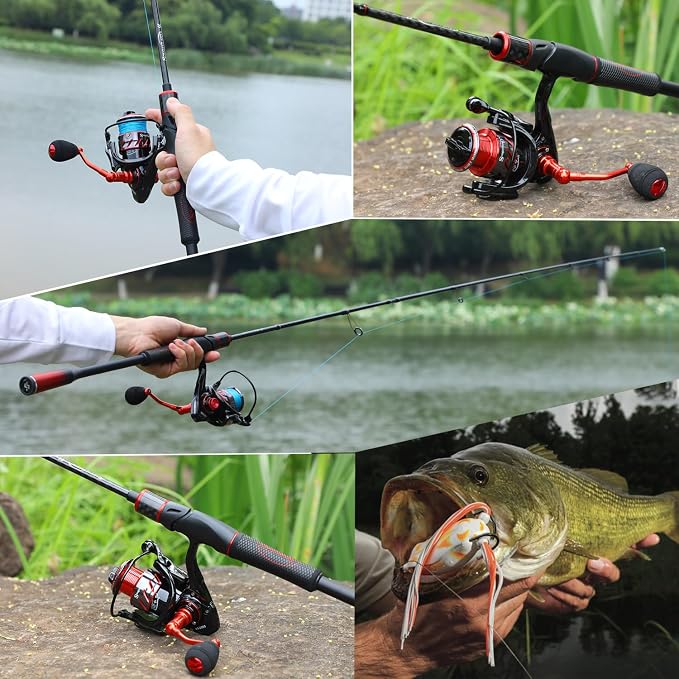 Sougayilang Fishing Rods, Spinning Rods and Casting Fishing Rods, with Full Carbon Fiber Handle, 24T Carbon Fiber 2PCS Fishing Pole for Long Casting Bass, Trout, Panfish