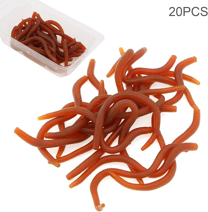 20pcs Worms for Bass Fishing, Soft Plastic Fishing Lures Plastic Worms, Fishing Worms for Bass Fishing Freshwater Saltwater