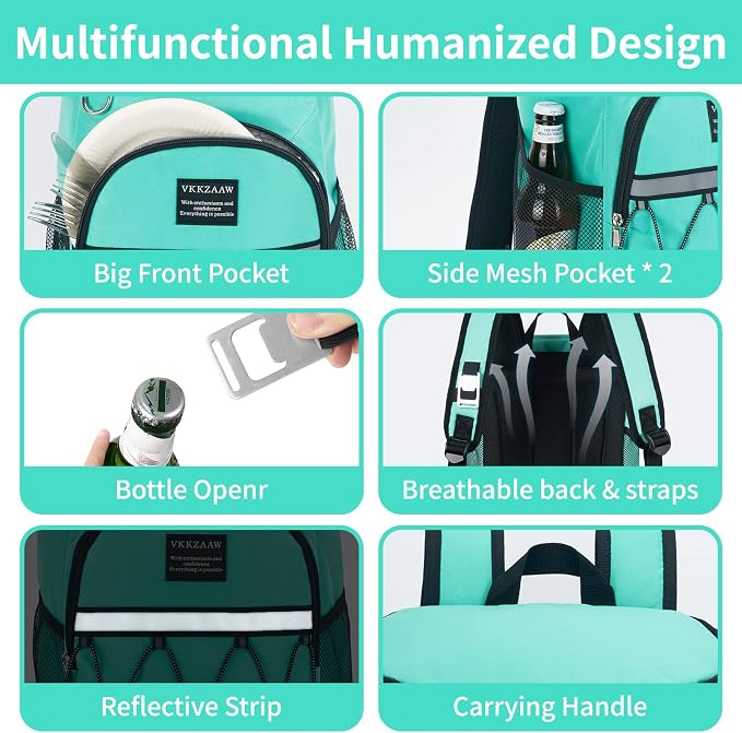 Backpack Cooler Backpack 26 Cans Insulated Leak Proof for Women Men Beach Camping Picnic Fishing Hiking Lunch Backpack Waterproof Cooler