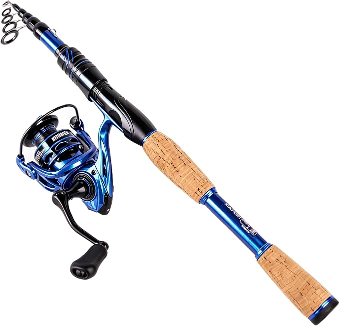 Telescopic Fishing Rod and Reel Combo | 30T Carbon Fiber Spinning Rod with 12+1BB Reel | Portable Lightweight Pole | Bass Trout Panfish | Freshwater Saltwater