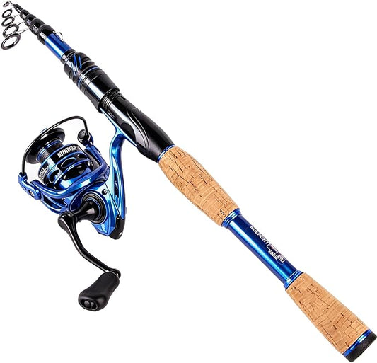 Telescopic Fishing Rod and Reel Combo | 30T Carbon Fiber Spinning Rod with 12+1BB Reel | Portable Lightweight Pole | Bass Trout Panfish | Freshwater Saltwater