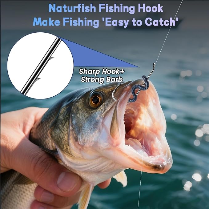 Baitholder Fishing Hooks 50Pcs Bait Holder Hooks Offset/Double Barbed/Long Shank/Down Eye for Soft Live Baits Saltwater