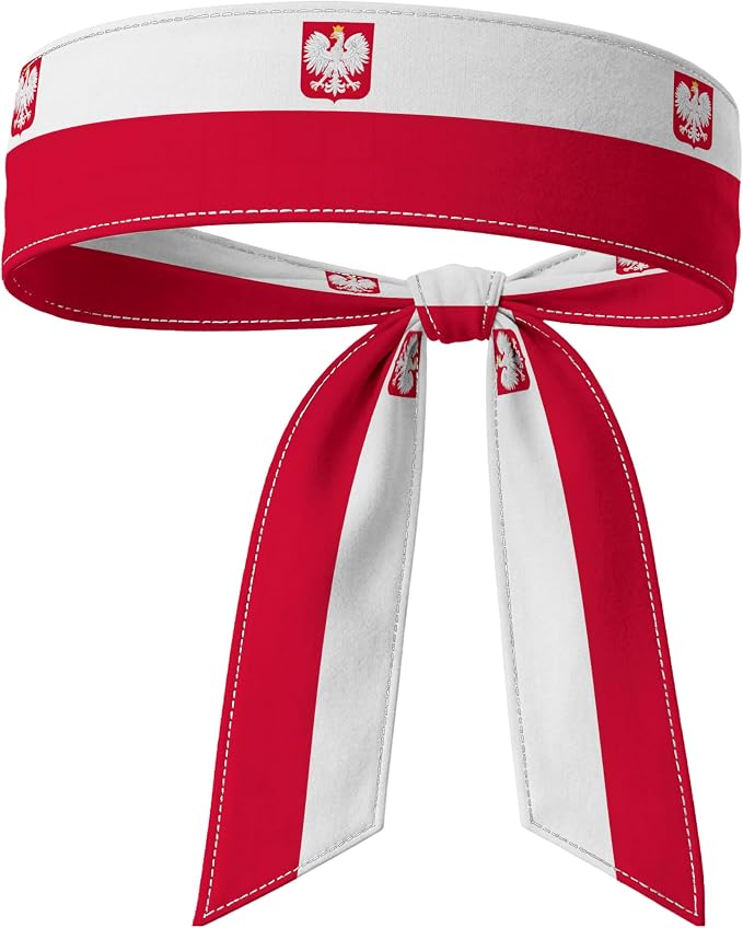 Tie Headband for Women & Men, Flag Patterned Sports Sweatband Head Wrap, Hair Bandana Accessory, 40" x 2.4"