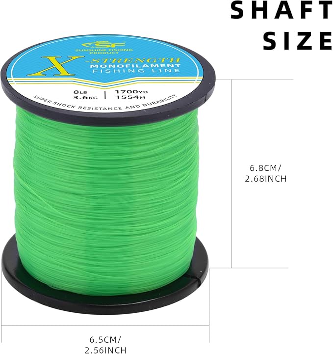 SF Monofilament Fishing Line Premium Spool X-Strong Mono Nylon Material Leader Line for Saltwater Freshwater 8/10/12/15/20/25/30/40/50/60/80/100LB