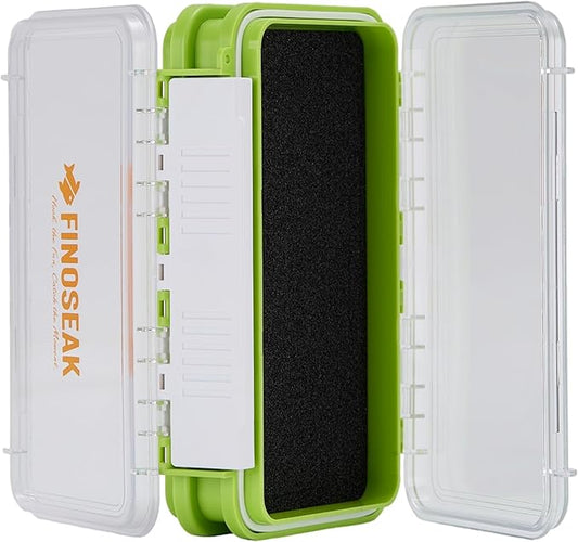 Sturdy Dual Sided Small Tackle Box Organizer, Waterproof Sealed Clear Fishing Tackle Box Tray Storage Case with Slit Foam for Jig Heads-Flies-Spoons-Rigs and Lures (FN0802)