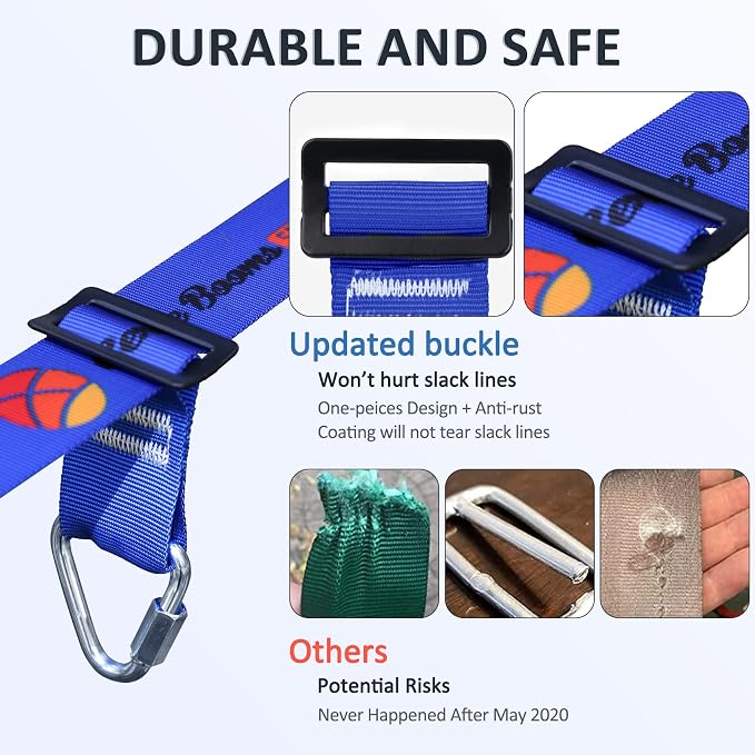 Ninja Warrior Obstacle Course Accessories, New Buckle for 2” Width Slackline, No Tearing Slackline