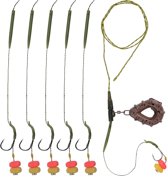 Carp Fishing Rig Set Hair Rigs Fishing Accessories with Weight Sinker Quick Change Rolling Swivel Sleeves Barb Hook Corn Bait Carp Tackle Rigs