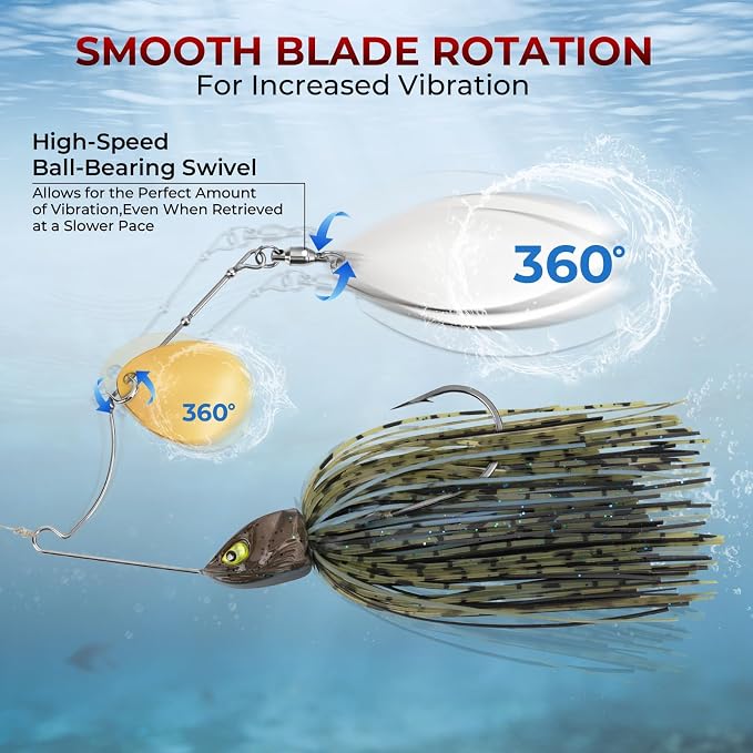 MadBite by KastKing Spinnerbait Fishing Lures, Bass Trout Salmon Walleye Stainless Steel Spinner Baits Kit, Saltwater Freshwater, 4 pcs