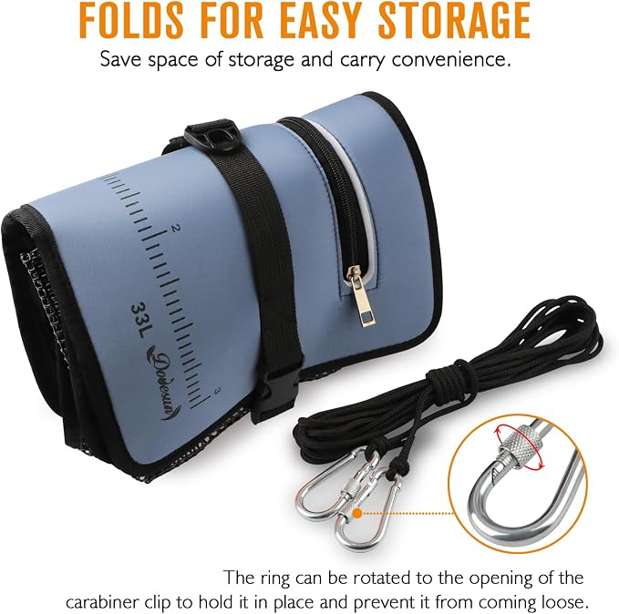 Dovesun Floating Fishing Basket, Collapsible Fish Basket Portable Fishing Net Quick-Drying Rubber Coated Fishing Bait Storage Cage 3.5-10 Gallons