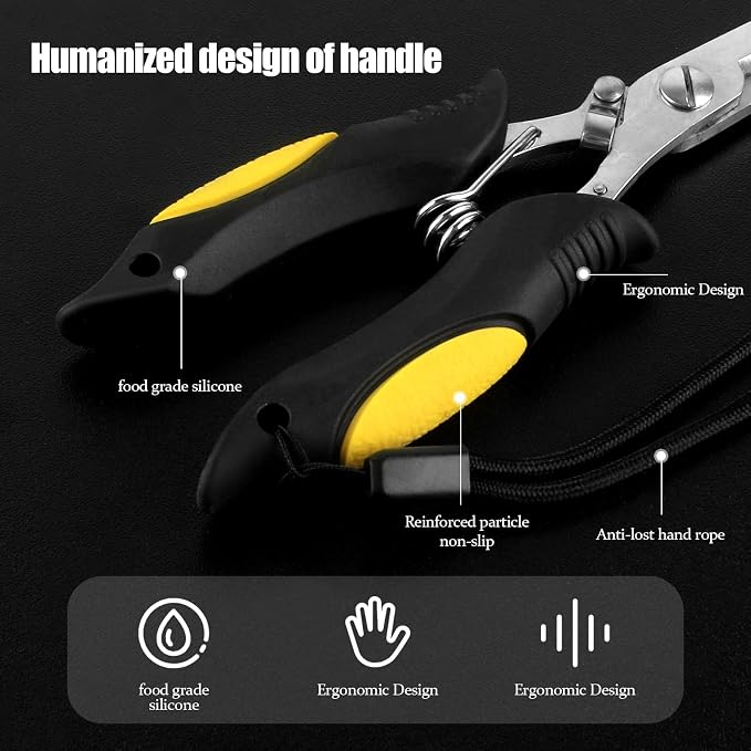 Hikary Long Nose Fishing Pliers,Ice Fishing Gear,Stainless Steel Hook Remover Braid Cutter Rustproof Fishing Multi-Tools Fishing Gripper for Freshwater Saltwater
