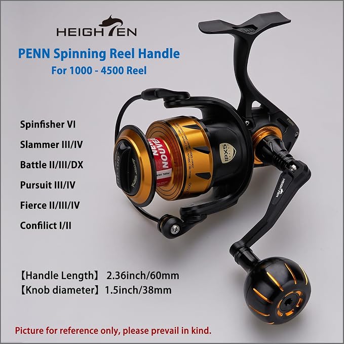 HEIGHTEN Fishing Reel Handle for Penn Spinfisher VI/Slammer III IV/Battle II III DX/Pursuit III IV/Fierce II III