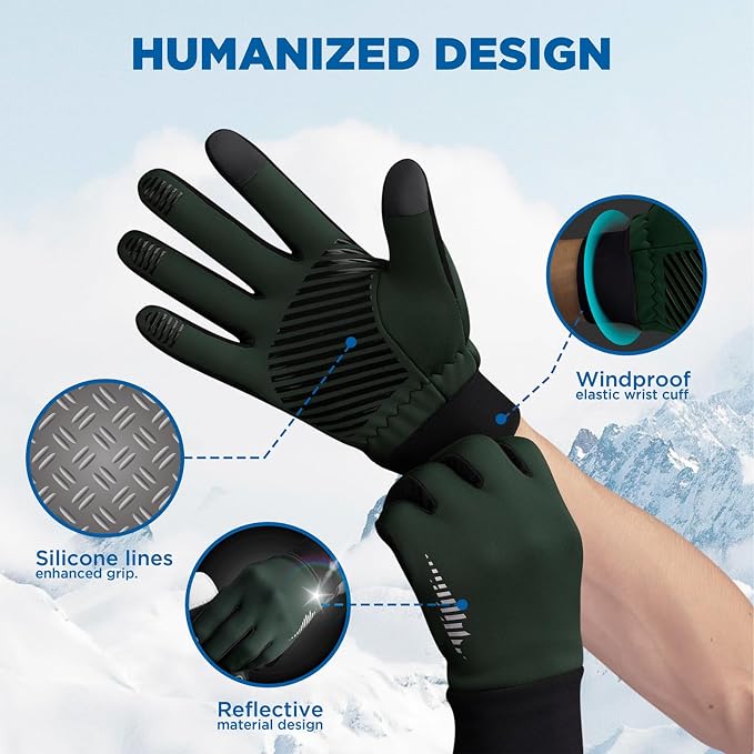 SIMARI Winter Gloves for Women Men - Cold Weather Thermal Touch Screen Ski Snow Glove Liners, Non-Slip Palm & Warm Fleece Lined, for Running Cycling Driving Hiking Walking Sports Outdoor Texting Work