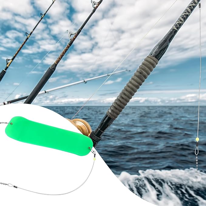 Threlaco 6 Pcs Trolling Bumper for Trolling Flashers Dodgers Fishing Leader Saltwater Leader Line Bottom Rigs Clear Nylon Surf Fishing Steel Tackle Rigs with Swivel Snaps Beads