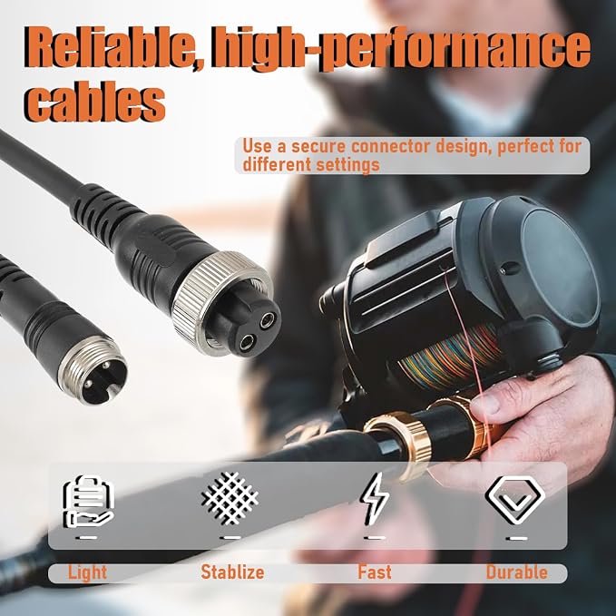 1.5FT Rust-Proof Power Cord Electric Fishing Reel Battery Power Cable 800MJ Electric Winch Power Supply line fit for Daiwa Shimano Fishing Reel Super Air Cord BM LB Prof PrB ProS