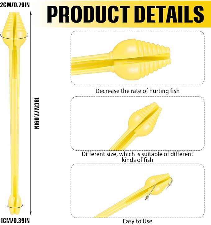 RoundFunny 6 Pcs Fish Hook Remover Tool Plastic Snelled Hook Disgorger Portable Unhook Extractor Tool for Fishing Gear Accessories