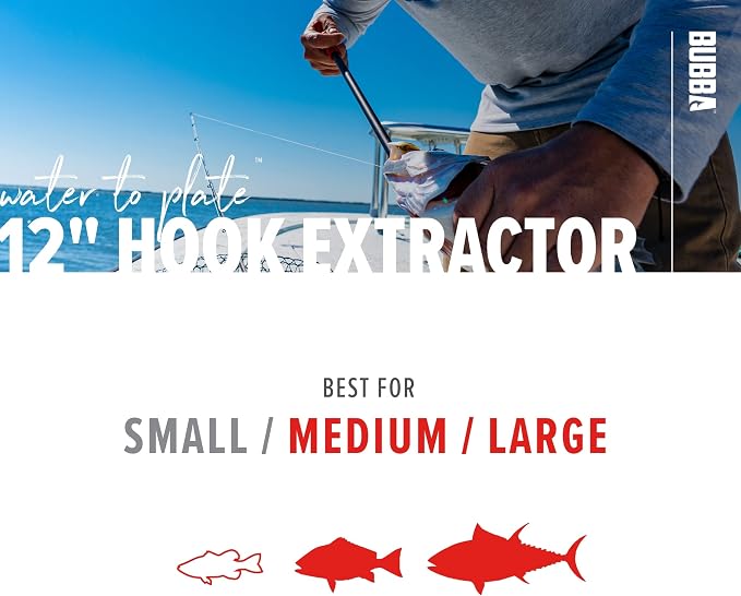 BUBBA Hook Extractor with Non-Slip Grip T-Handle with Marine Grade Stainless Steel Hook Extractor for Fishing and Angling