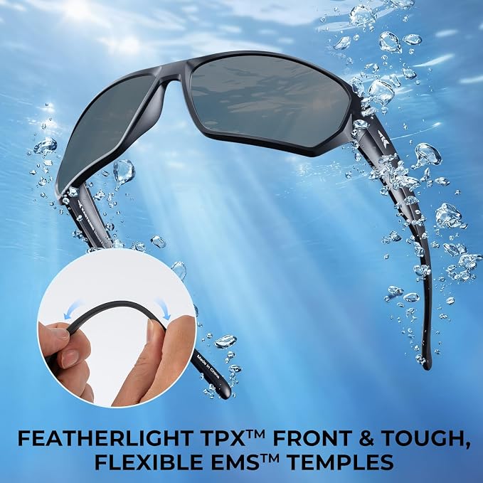 KastKing Merced Floating Polarized Sports Sunglasses, With PuriVex Protective Lens Coating, Lightweight TPX Frame, Men Women