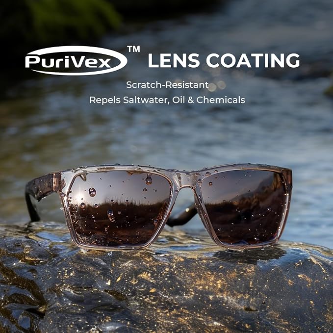 KastKing Beartrap Polarized Sports Fishing Sunglasses, With PuriVex Protective Lens Coating, Square Frame Design, Men Women