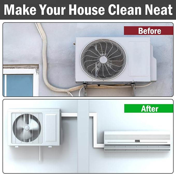 YoleShy 3'' 9 Ft Mini Split Line Set Cover PVC Mini Split Cover Kit Easy Installation Decorative Line Cover Kit for Mini Split AC Line Cover Kit for Heat Pump & Units Air Conditioners
