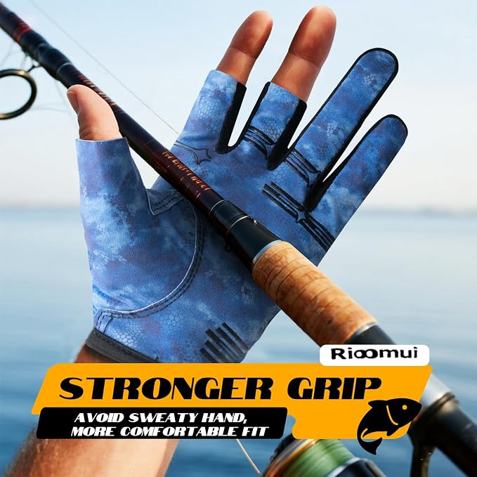 3-Cuts Fishing Gloves Men, Lightweight Breathable Anti-Slip Kayak Gloves Women for Kayaking, Sailing,Paddling,Rowing Enhanced Grip and Comfort