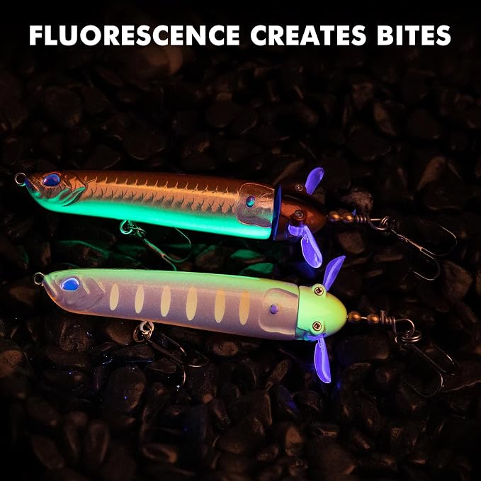 TRUSCEND Popobait Easy Catch Fishing Lures with BKK Hooks, Instant Startup, Longer Cast, Balanced Spray/Sound/Swim, Plopper Topwater Lures for Bass, Trout, Pike, Walleye, Freshwater Saltwater Fishing