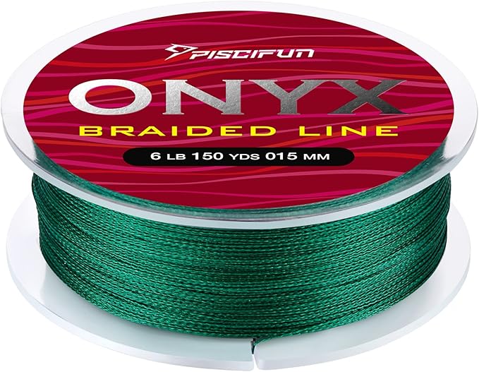 Piscifun Onyx Braided Fishing Line, Superline Abrasion Resistant Braided Lines, Zero Stretch Super Strong, Low Memory, Fast Water Cutting PE Fishing Lines, 6lb-150lb