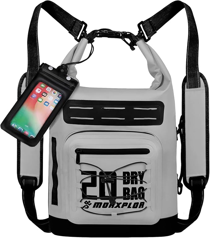 MORXPLOR Dry Bag Waterproof,5L/10L/20L/30L/40L/55L Roll Top Dry Bag Backpack with WaterProof Phone Case for Swim,Kayak