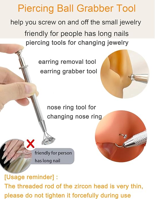 MODRSA 20g 16g 18g Piercing Taper Internal Threaded Piercing Taper Insertion Threader Tool Threadless Jewelry Changing Tool Horseshoe Nose Ring Labret Earring Studs Applicator Piercing Ball Grabber
