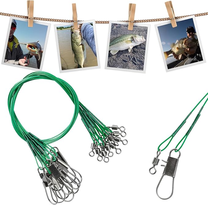 AMYSPORTS Saltwater Steel Leaders Fishing Rigs Heavy Duty Wire Leader Lures High Strength Fishing Leader Freshwater Black Nickel