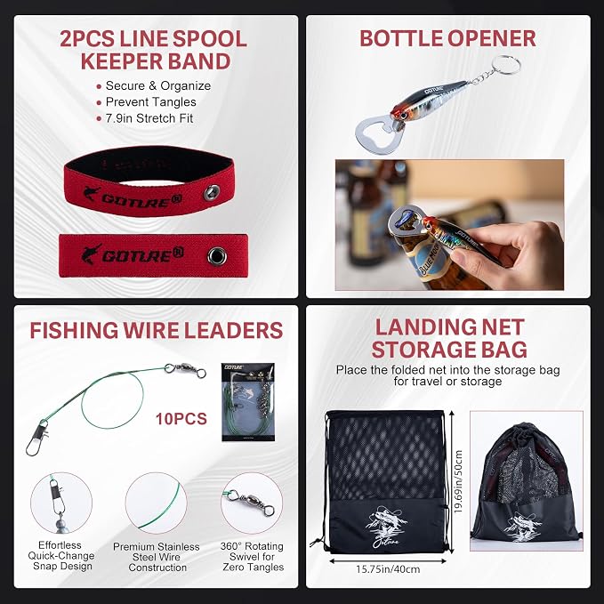Goture Fishing Kits for Adult,Fishing Pole and Reel Combo, OpenSide Fishing Sling Tackle Storage Bag with 3 Tackle Boxes,Gift for Men