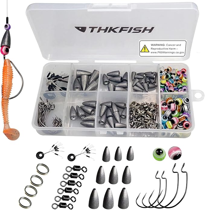 THKFISH Fishing Weights Sinkers Fishing Beads Bullet Sinkers Carolina Rig Texas Rig Kit Fishing Accessories Kit 64pcs/219pcs