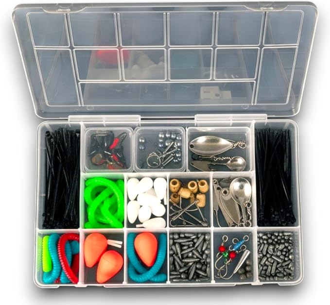 Giotto Tackle Box Organizer with 13 Compartments – Clear Plastic Storage Box with Dividers for Fishing Lures 11.0 x 7.1 x 2.4 for Drawer Desk,Crafts Accessories Beads Screws Small Parts Organizer Case