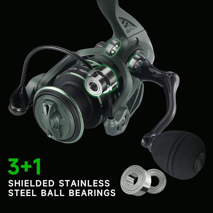 HAUT TON AS Fishing Reels Saltwater Freshwater Spinning Reel, 2000/3000/4000/5000 3+1 Stainless Steel Bearing Casting Inshore Fishing, 22Lbs Max Drag, 5.2:1 Gear Ratio, Surf Fishing Reel
