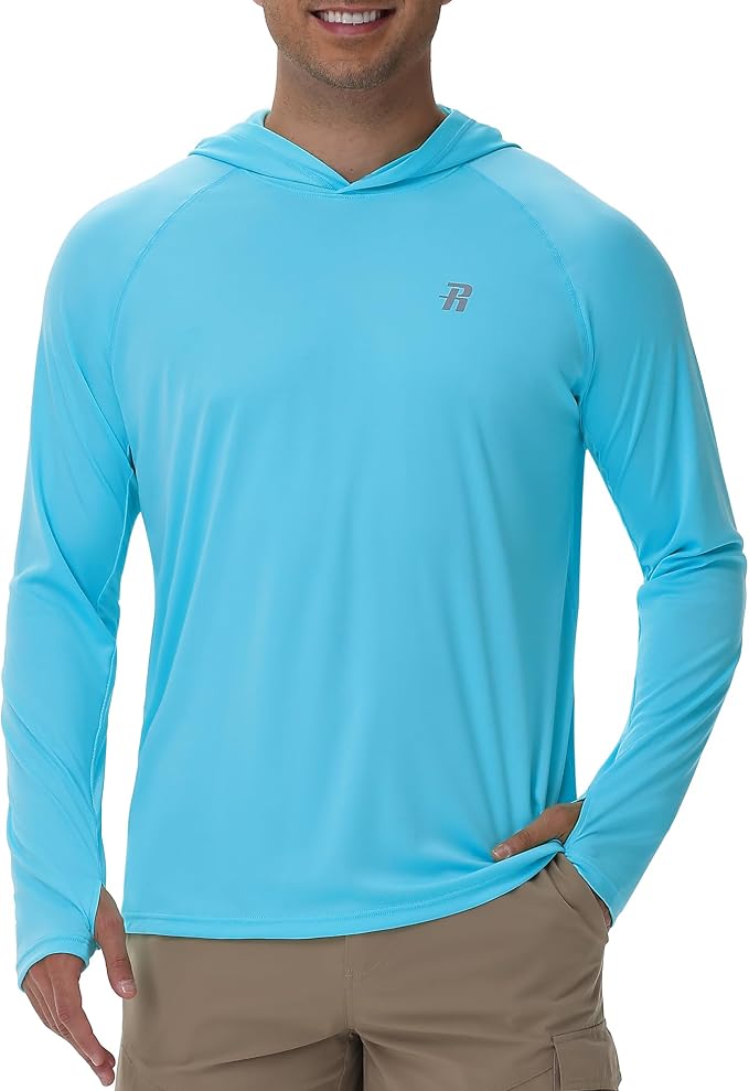 Runhit UPF 50+ Fishing Shirts for Men Long Sleeve Sun Protection Hoodie Lightweight Outdoor Workout Hiking Running Rash Guard