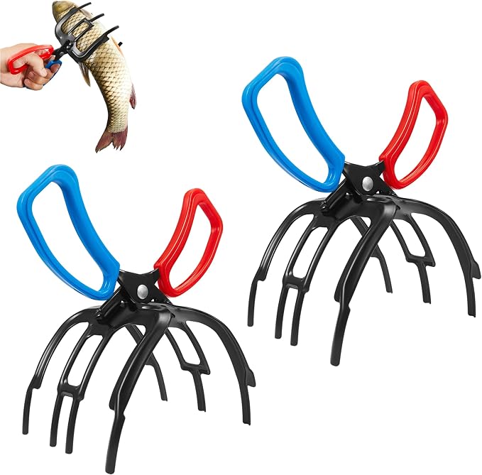 Lemon Sandy 2 PCS Fish Gripper, 3 Claw Fish Grippers for Fishing Pliers, Metal Control, Multi 3 Teeth Clamp Claw Grabber Tool for Most Freshwater Hook Remover, Tackle Holder