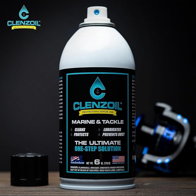 CLENZOIL Marine & Tackle - Fishing Gear Oil Lubricant - for Fish Care Reels, Boat Motors, Downriggers & More - Easily Oils Applicator
