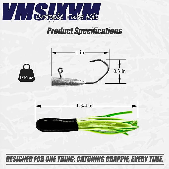 165 Pcs Tube Lures Crappie Lures with Jig Heads Soft Plastic Baits for Bass Fishing, Tube Worms Jigs Hooks Rigs Swimbait for Freshwater Saltwater