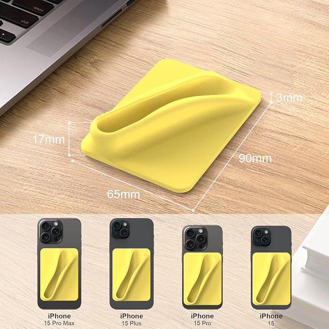 DOB SECHS Silicone Lip Holder for Cell Phone Lipstick Lip Glaze Phone Case Adhesive Back Stick On Holder for iPhone and Android Phones, Yellow