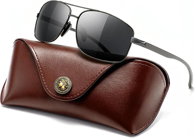 SUNGAIT Ultra Lightweight Rectangular Polarized Sunglasses Men UV400 Protection