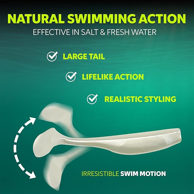 Soft Plastic Paddle Tail Swimbaits Pack of 12 – 3 1/4" & 4" Soft Plastic Fishing Lures with Extra-Large Tail for Lifelike Swimming Action – Freshwater & Saltwater
